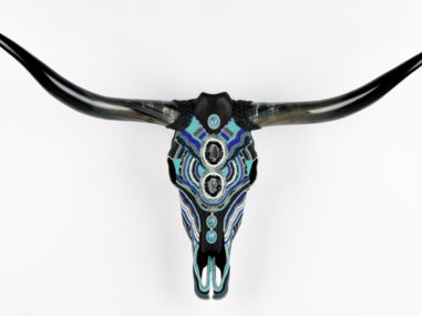 CHAKRAS BeadedSkullArt Turquoise Longhorn Skull Artists Maria D'Souza