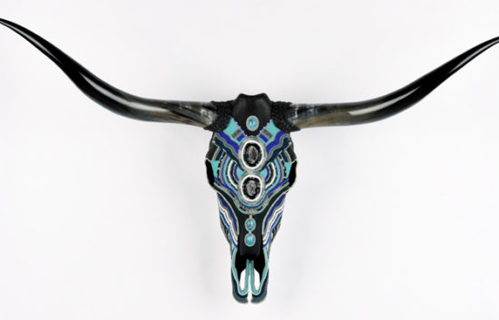 CHAKRAS BeadedSkullArt Turquoise Longhorn Skull Artists Maria D'Souza