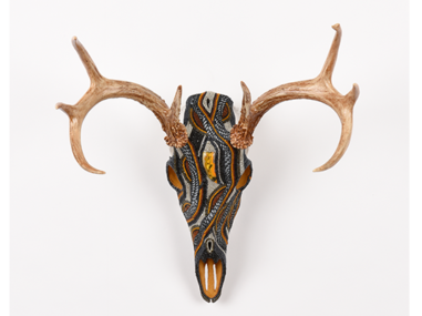 Yellowstone Whitetail Deer Beaded Skull Art