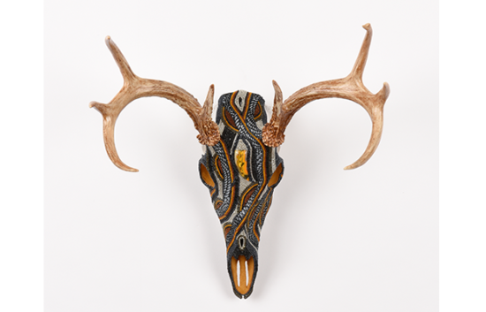 Yellowstone Whitetail Deer Beaded Skull Art