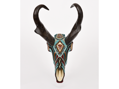 Red Desert-Pronghorn Beaded Skull Art-North American Antelope