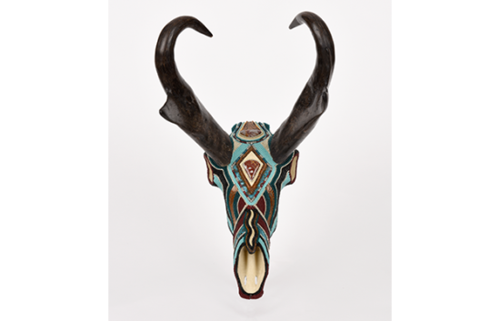 Red Desert-Pronghorn Beaded Skull Art-North American Antelope