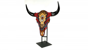 Tooled Leather Beaded Bison